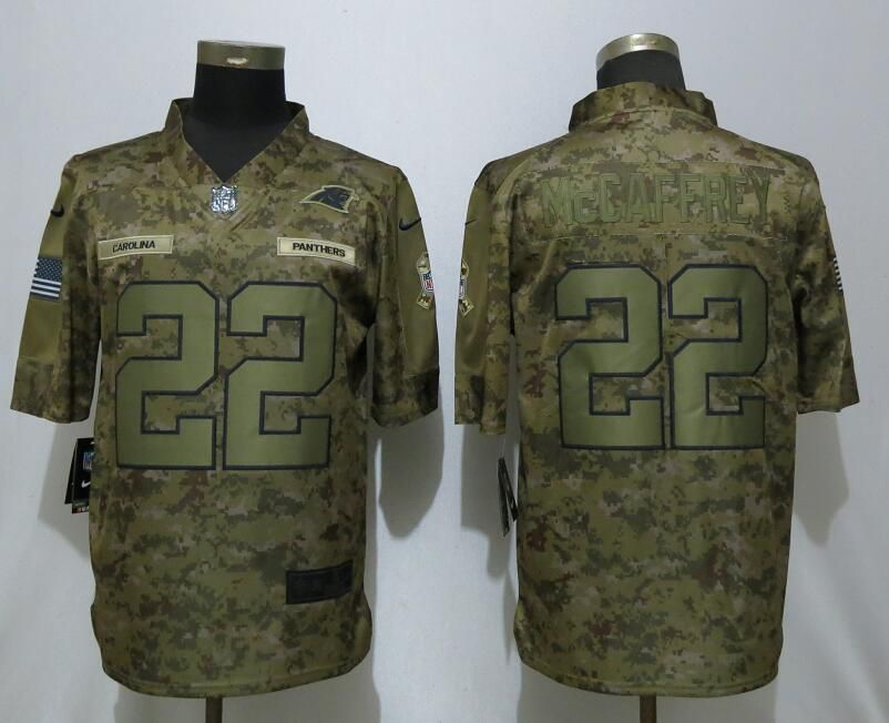 Men Carolina Panthers #22 McCaffrey Nike Camo Salute to Service Limited NFL Jerseys->houston texans->NFL Jersey